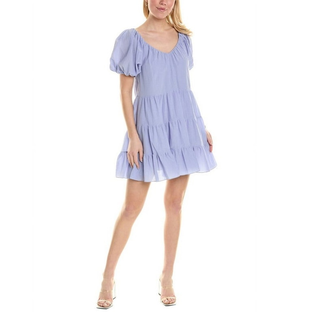 Rebecca Taylor Puff Sleeve Tiered Mini Dress Like New EUC M - Lavender/Purple
